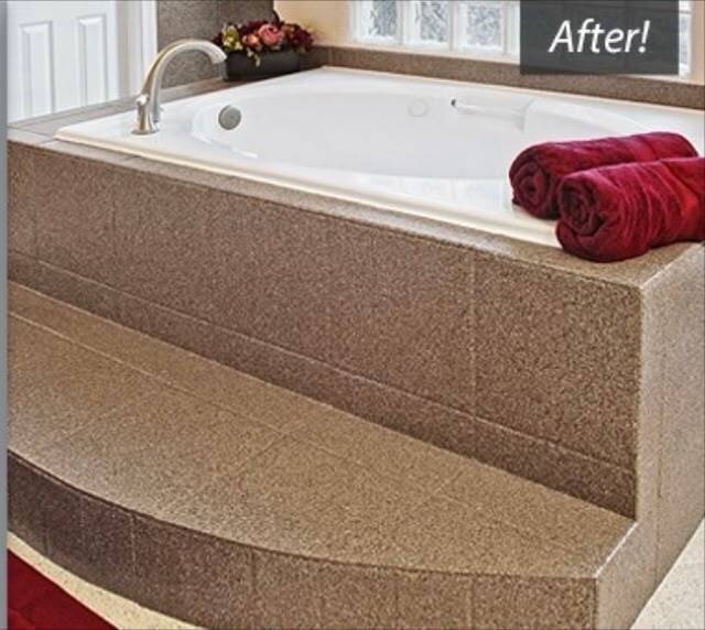 After — Worn Tile Tub Surround → Renewed with Anew Stone Finish