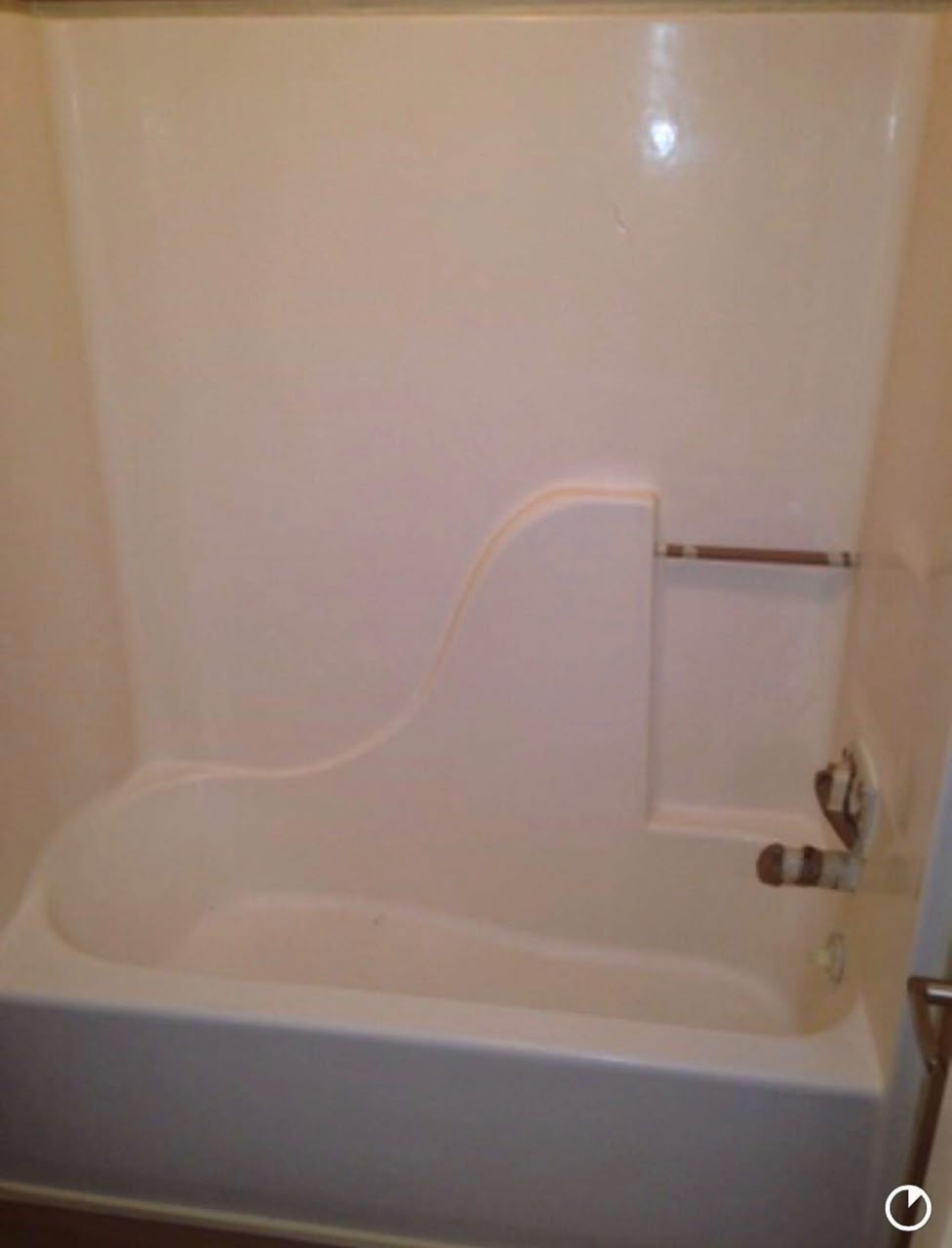 Before — Dull, Worn Bathtub Surround → Renewed by Anew Fiberglass Refinishing